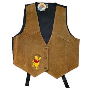 NWT VINTAGE Women’s Winnie the Pooh Tan Suede Leather Vest Sz S/M NO FLAWS, MINT
